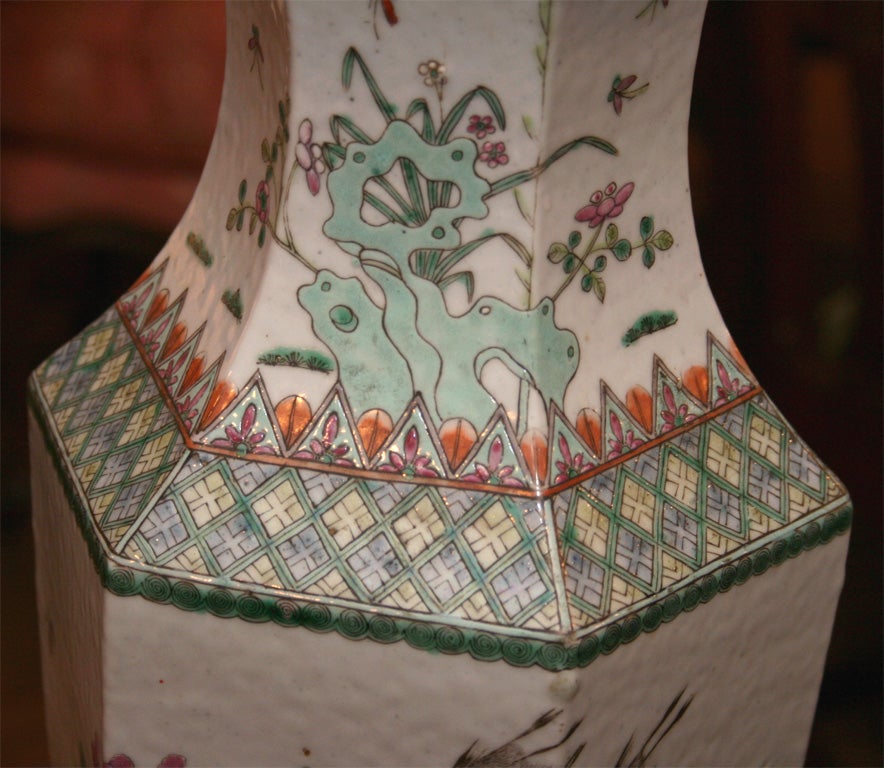 Porcelain Chinese Octagonal Shaped Vase For Sale