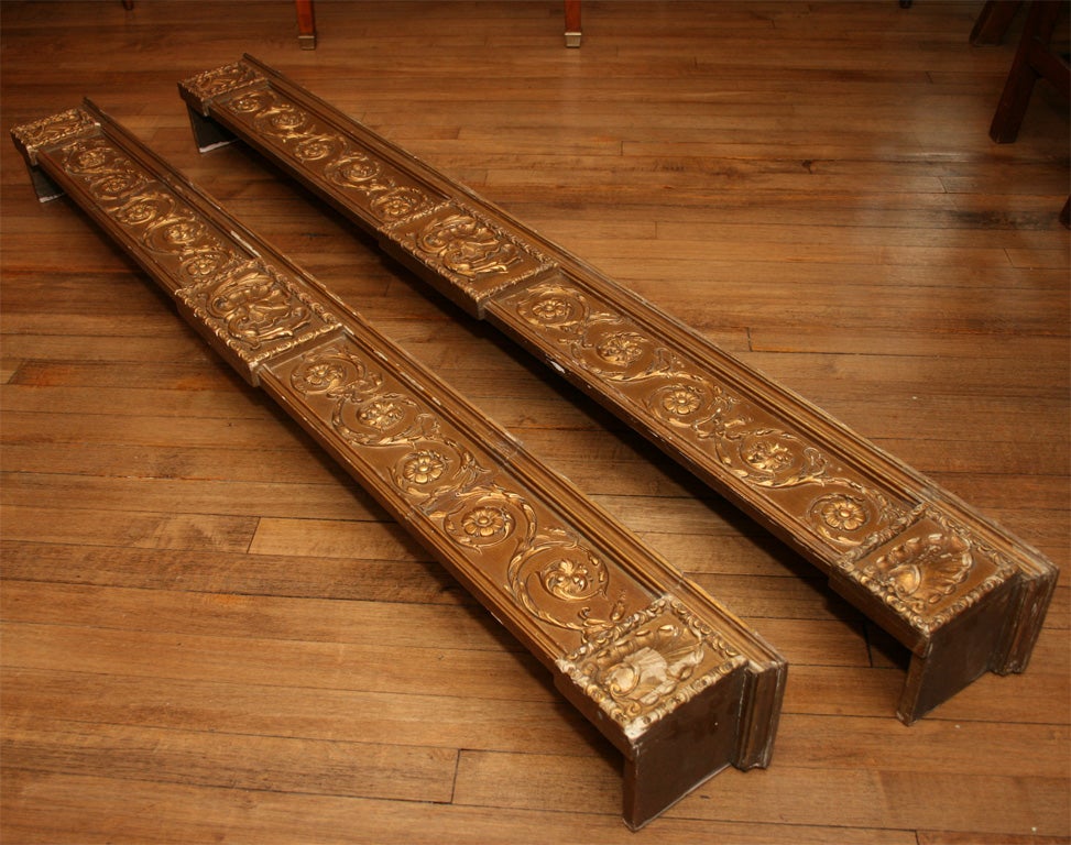 Two Continental gilt wood curtain cornices
