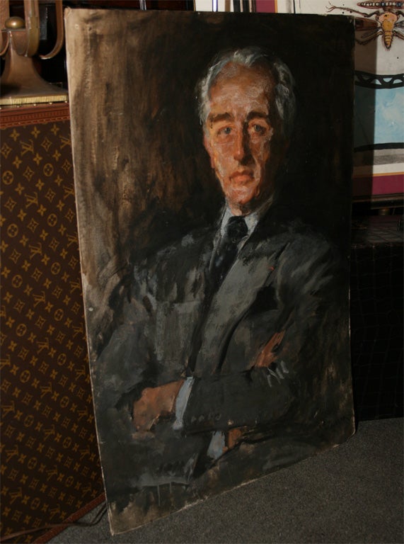 Oil Painting of Ivo Patcevitch-Conde Nast Founder, Attributed to Renee Bouche In Good Condition For Sale In Water Mill, NY