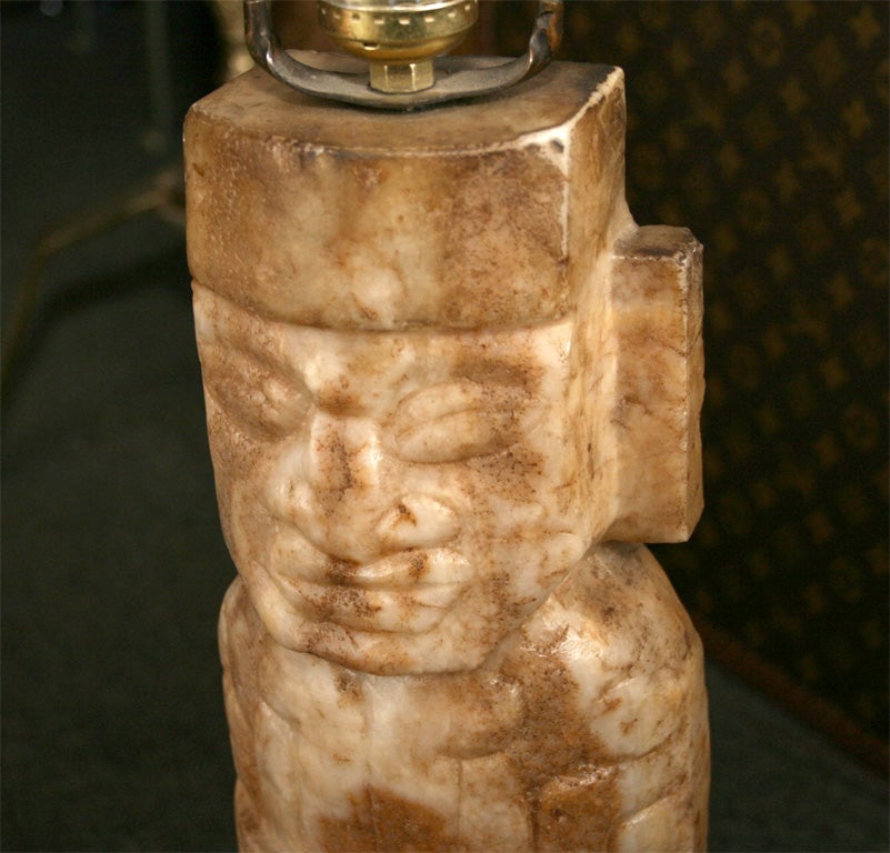 Mexican Pair of Carved  Marble/Stone  Aztec Figures