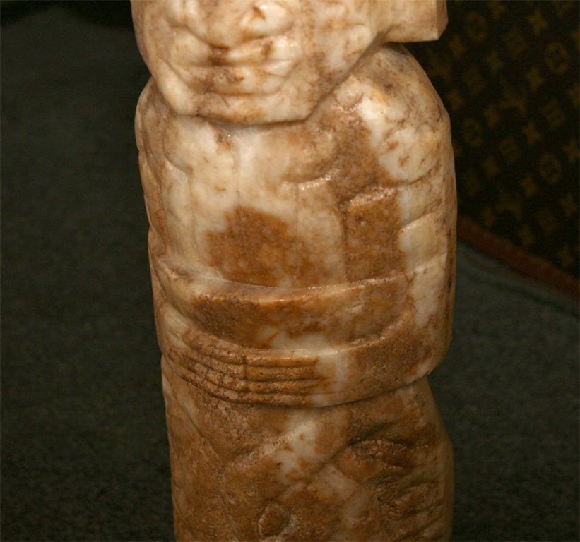 18th Century and Earlier Pair of Carved  Marble/Stone  Aztec Figures