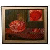 Midcentury Stillife Painting of Pomegranates by Massari