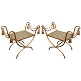 Pair of gilt metal benches