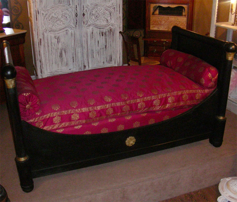 French Empire Style Mahogany and Black Wood Day Bed For Sale