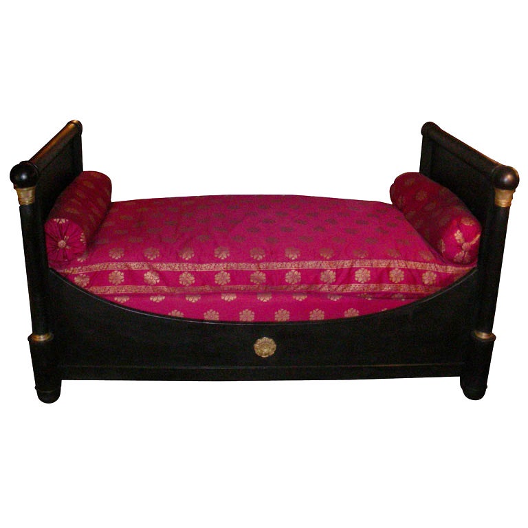 Empire Style Mahogany and Black Wood Day Bed For Sale