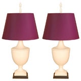 Pair of White Urn Lamps