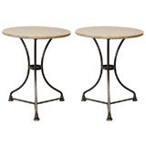 Pair of old French industrial bristo tables