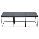 Blue cracked lacquer "Cubes" coffee table / occasional tables