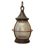 Small iridescent glass Arts & Crafts lantern