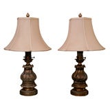 Pair of Bronze-and-Brass Urn Lamps
