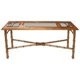 Vintage Faux Bamboo Gold Leaf Sofa Table Console