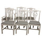 Set of 6 Painted Chippendale Style Dining Chairs