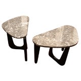 Pair of Noguchi Style Marble Top Side Tables