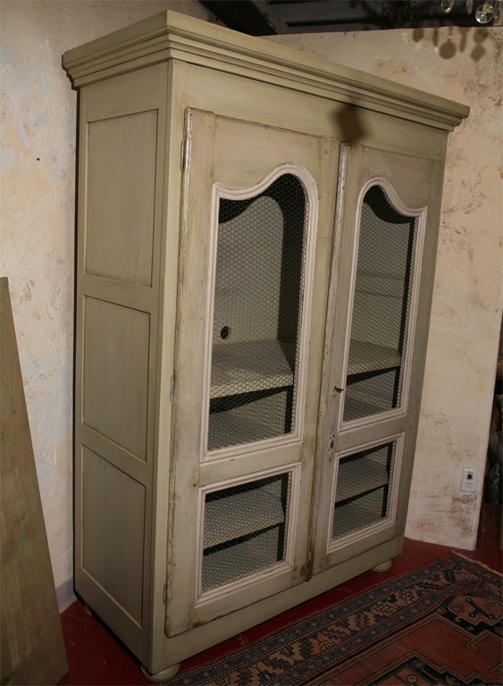 Wood Louis XV Style Armoire with Chicken Wire Doors
