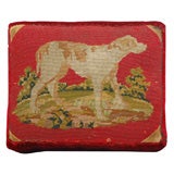 Antique 19TH C. ENGLISH HANDMADE NEEDLEWORK DOG STOOL