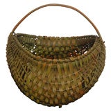 Antique 19TH C. ORIGINAL SAGE GREEN BUTTOCKS BASKET