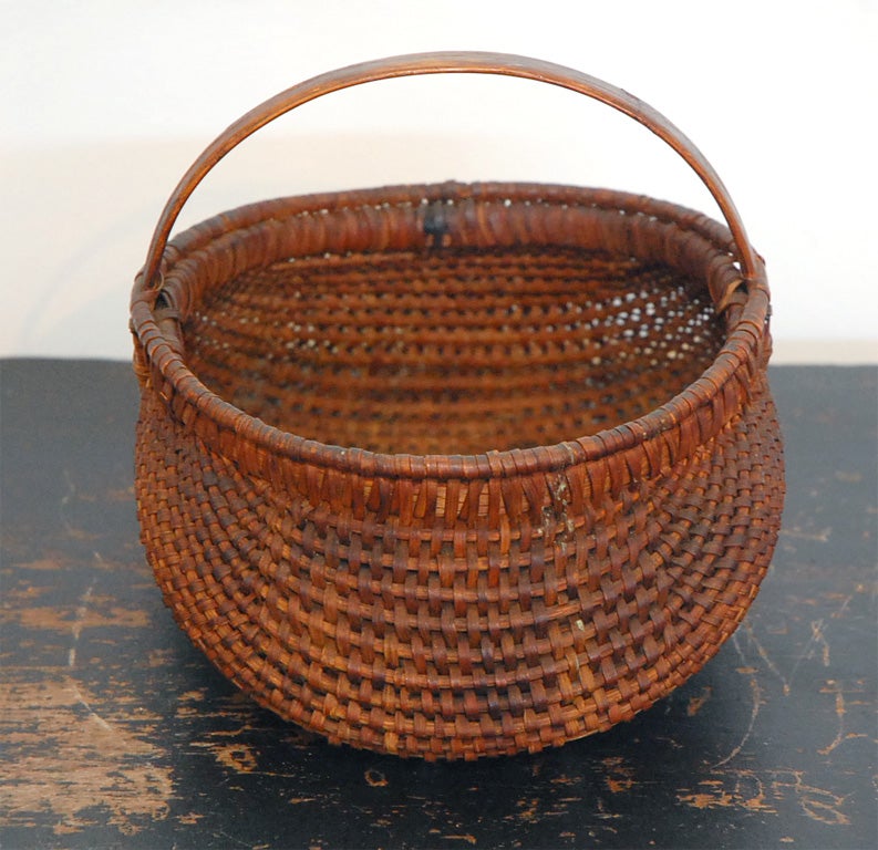 19th Century 19TH C. RARE MINIATURE BUTTOCKS BASKET FROM PA.
