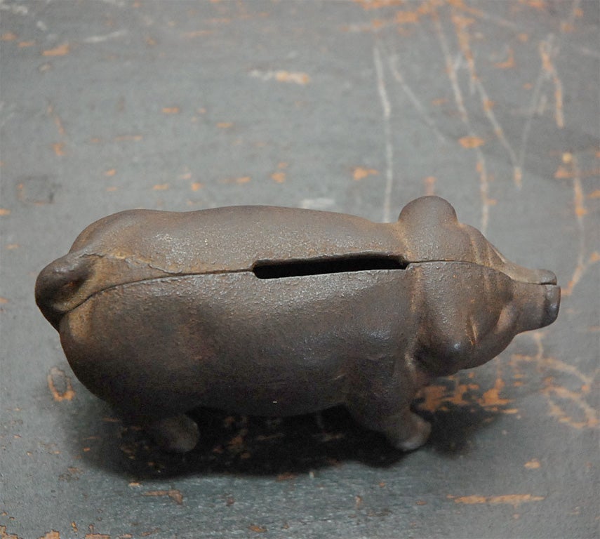 American 19TH C. MINIATURE CAST IRON PIGGY BANK