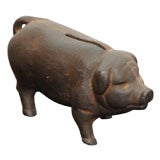 Antique 19TH C. MINIATURE CAST IRON PIGGY BANK