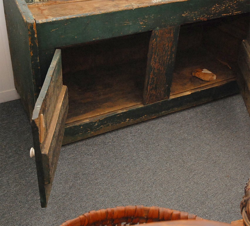 19TH C. ORIGINAL GREEN PAINTED 2 DOOR DRY SINK FROM PA. 3