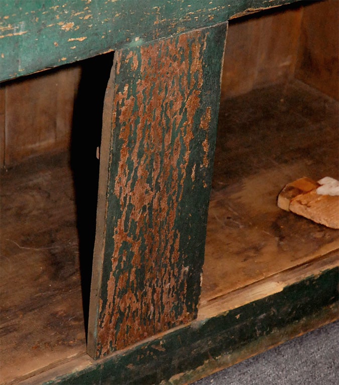 19TH C. ORIGINAL GREEN PAINTED 2 DOOR DRY SINK FROM PA. 4