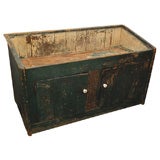 Antique 19TH C. ORIGINAL GREEN PAINTED 2 DOOR DRY SINK FROM PA.