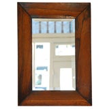 19TH C. ENGLISH FRUIT WOOD BEVELLED-EDGED MIRROR