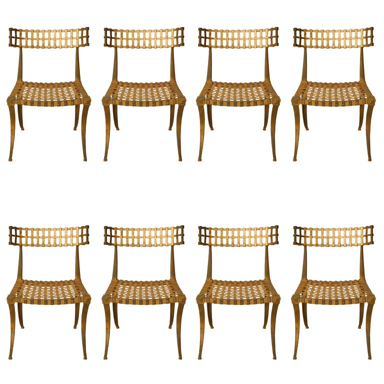 Set Of Eight Outdoor Klismos Chairs