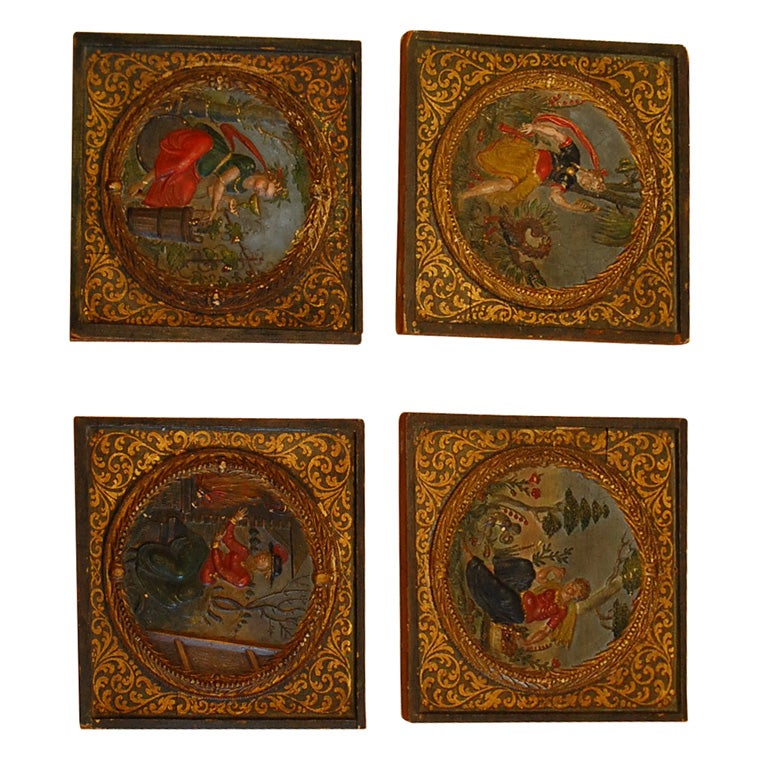 Four Seasons miniatures oil paintings For Sale