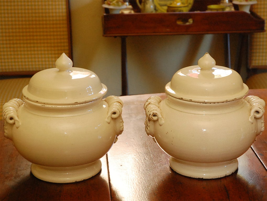 Pair of English creamware jars