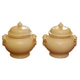 Pair of English creamware jars