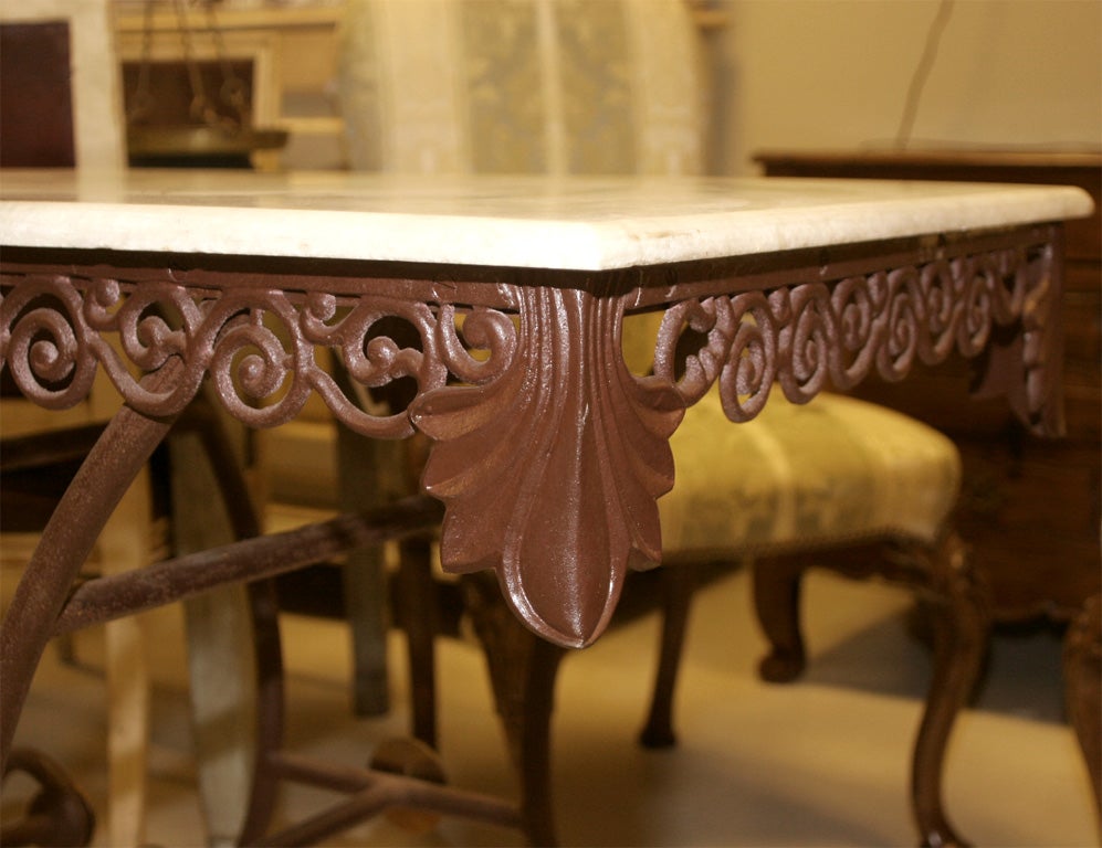 Marble 19th Century French Iron Pastry Table For Sale