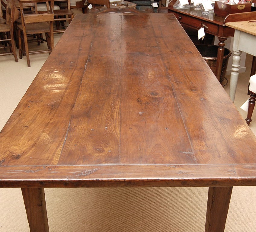 19th Century Large 9 Foot Long English Chestnut Farm Dining Table