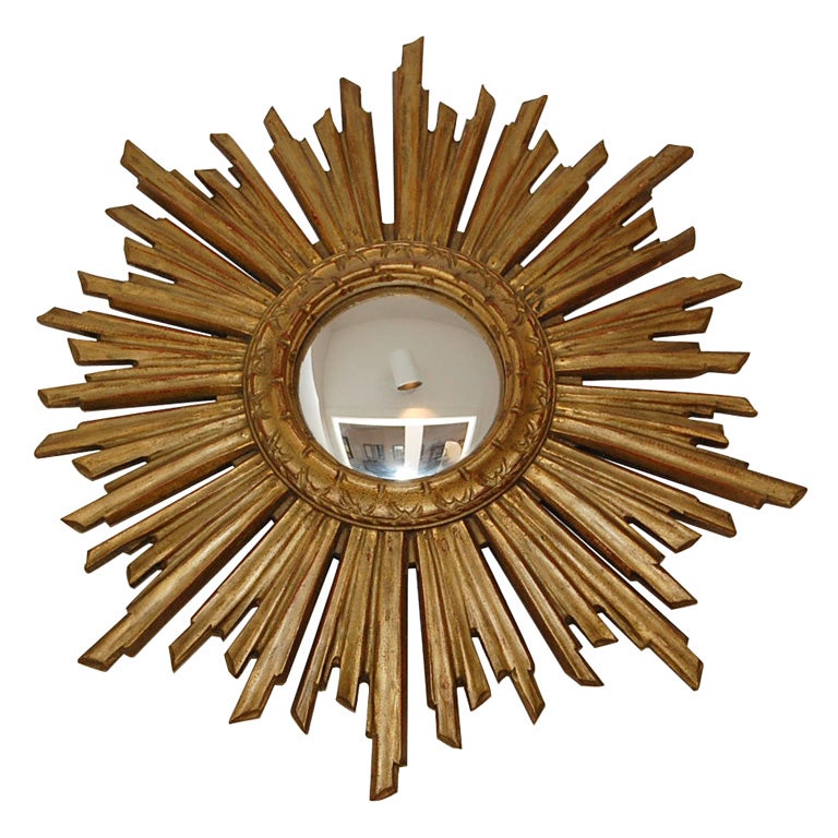 1920's French Giltwood Sunburst Mirror