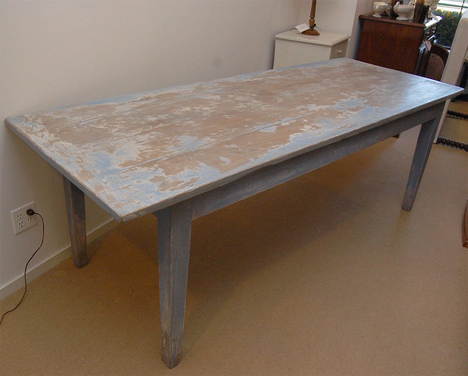 Other Large and Long Sycamore Painted Farm Dining Table For Sale