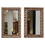 Pair of Oak Oyster Stick Mirrors