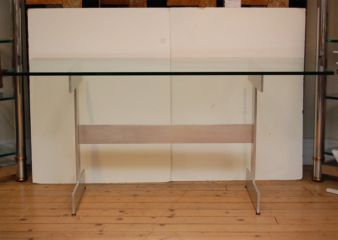 Aluminum Base Glass Top Table