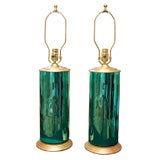 Pair of Green Mercury Glass Lamps