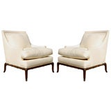 Pair Upholstered Chairs on Faux Bamboo legs