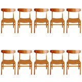set of Ten Hans Wegner Dining Chairs