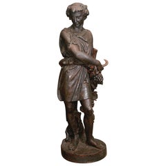19th century French cast iron statue "Automne"