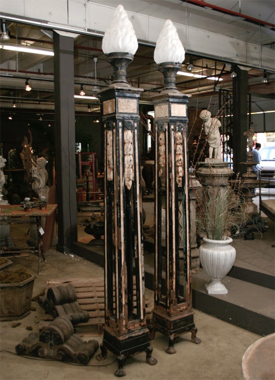 Pair of Scottish cast iron lamp standards