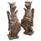 Italian 19th century carved sandstone Griffins