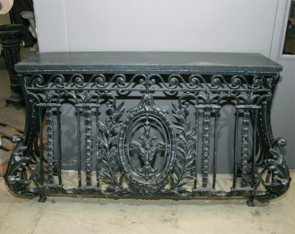 Iron French cast iron balcony console table For Sale