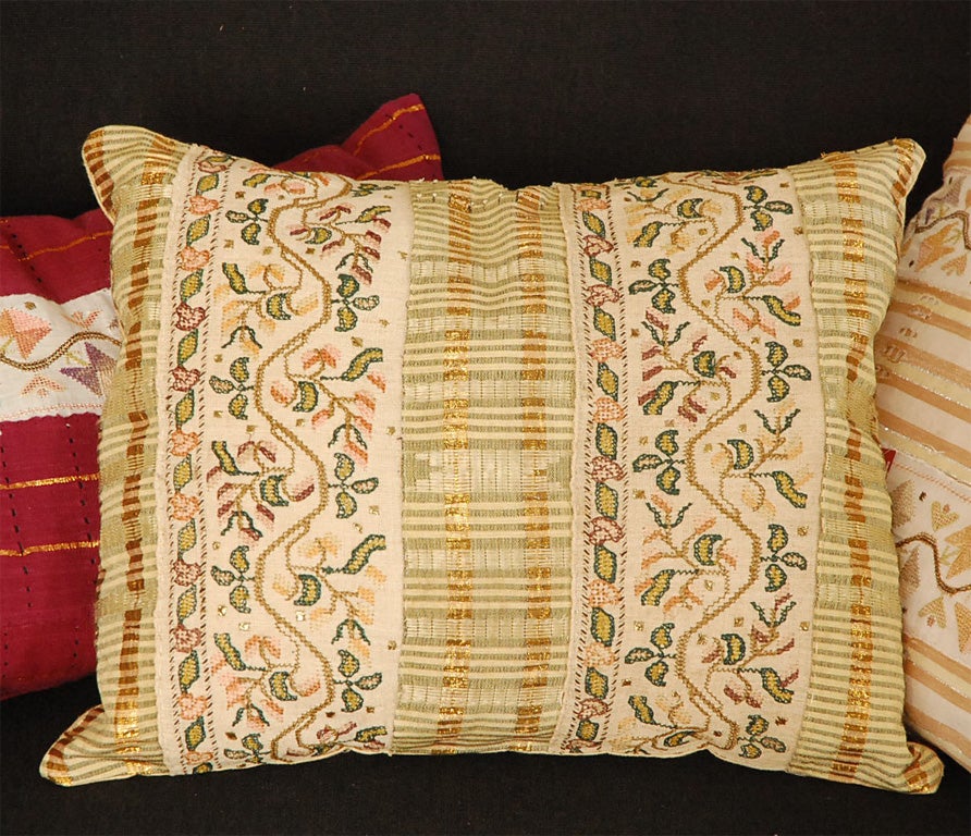 20th Century Group of Unusual Ethnic Textile Pillows with natural kapok fill