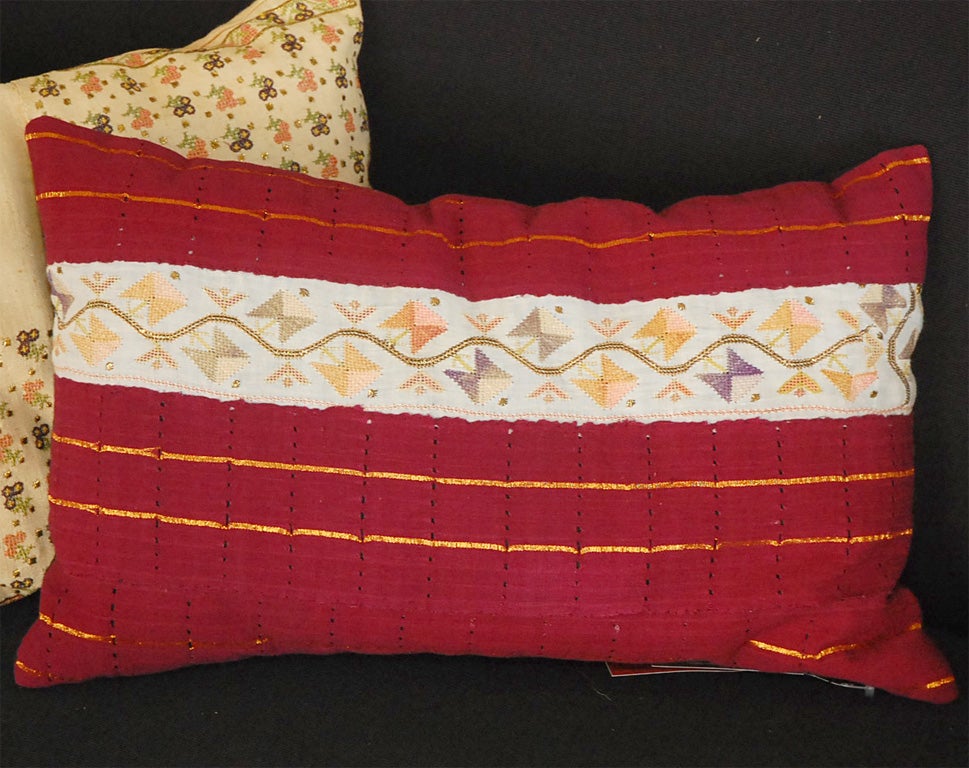 Cotton Group of Unusual Ethnic Textile Pillows with natural kapok fill