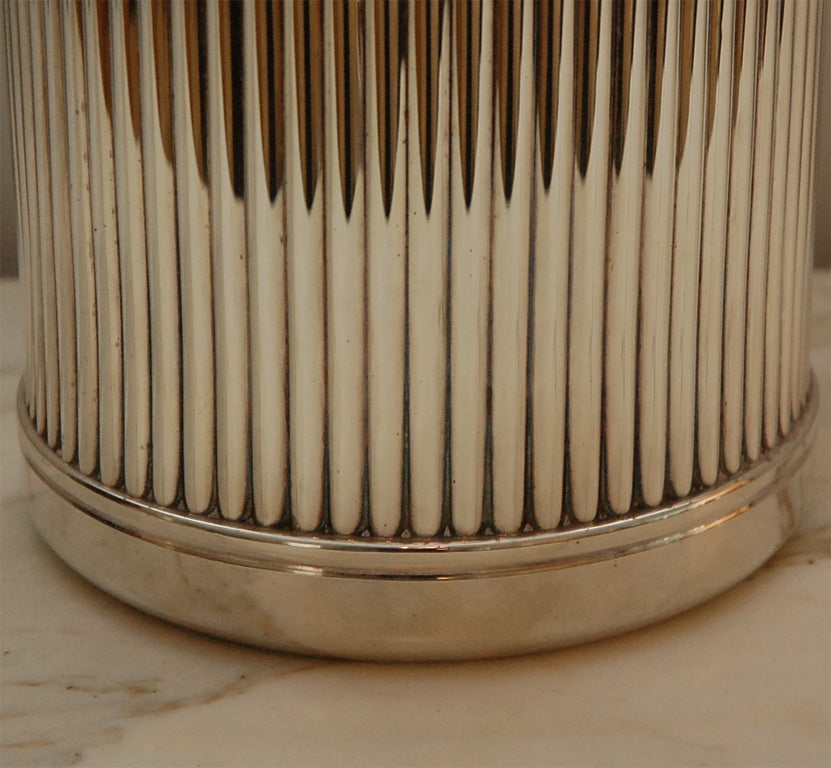 Fluted Silver Plate & Lapis Champagne Bucket by Cartier 2