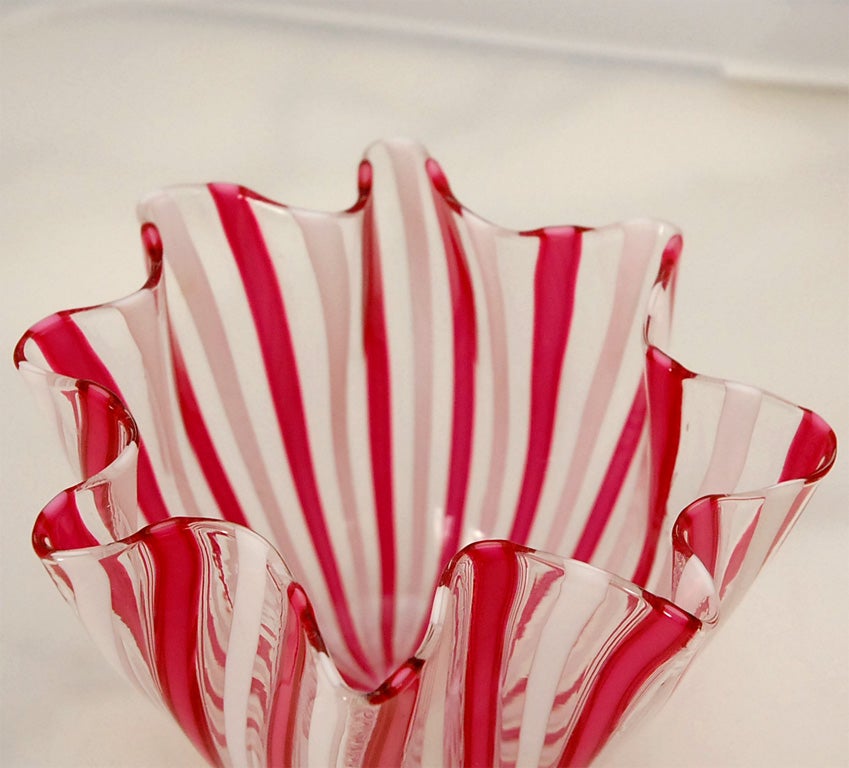 Mid-20th Century Venini Fazzoletto Vase in Candy Stripes