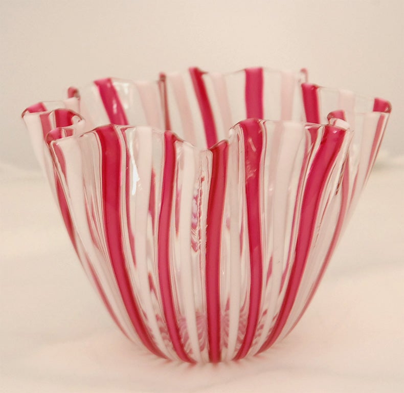Venini Fazzoletto Vase in Candy Stripes 1