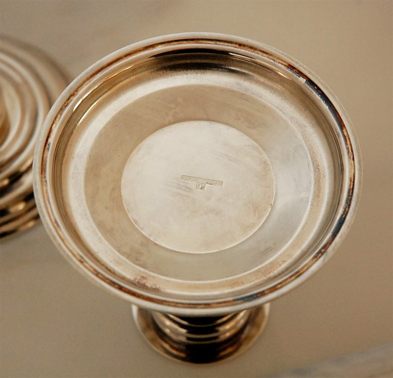 Pair of Puiforcat Silver Plate and Enamel Candle Holders 2